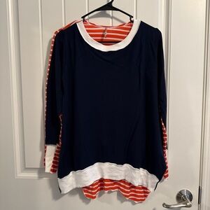 Pete Women’s Navy and Striped Sweater